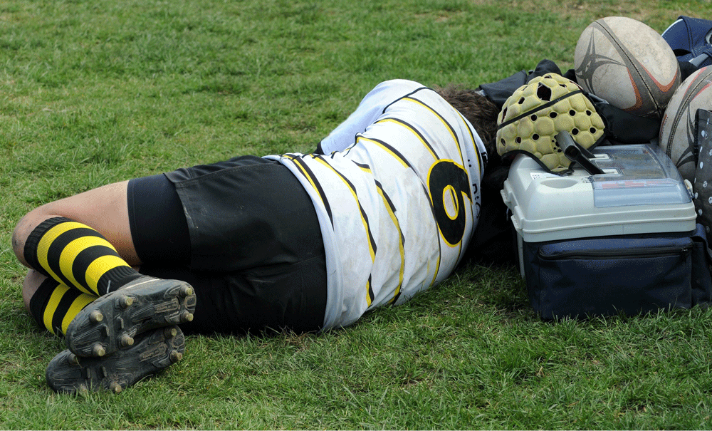 sleeping before a rugby game